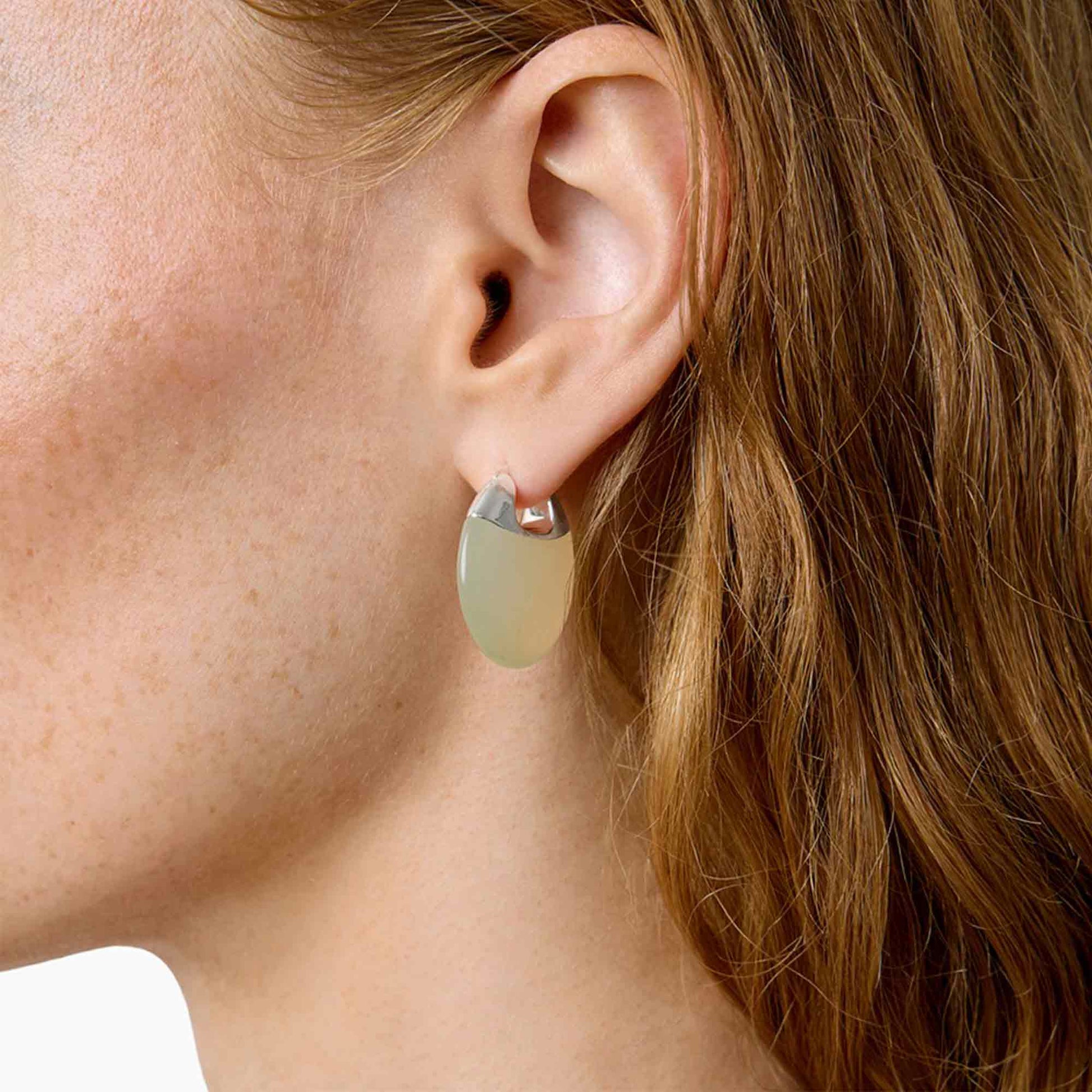 The Erin Earrings Silver/Green Serpentine