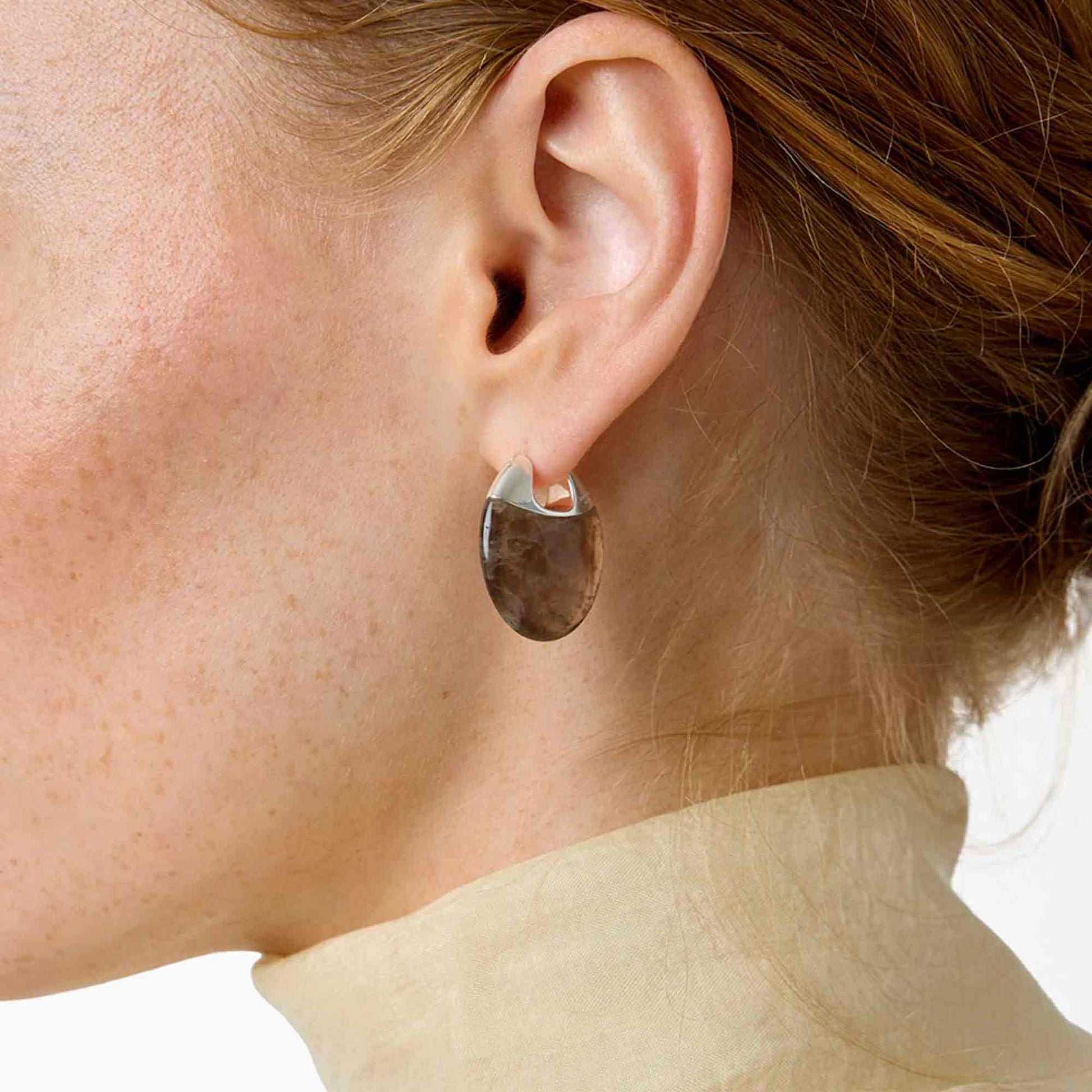 The Erin Earrings Silver/Smoky Quartz