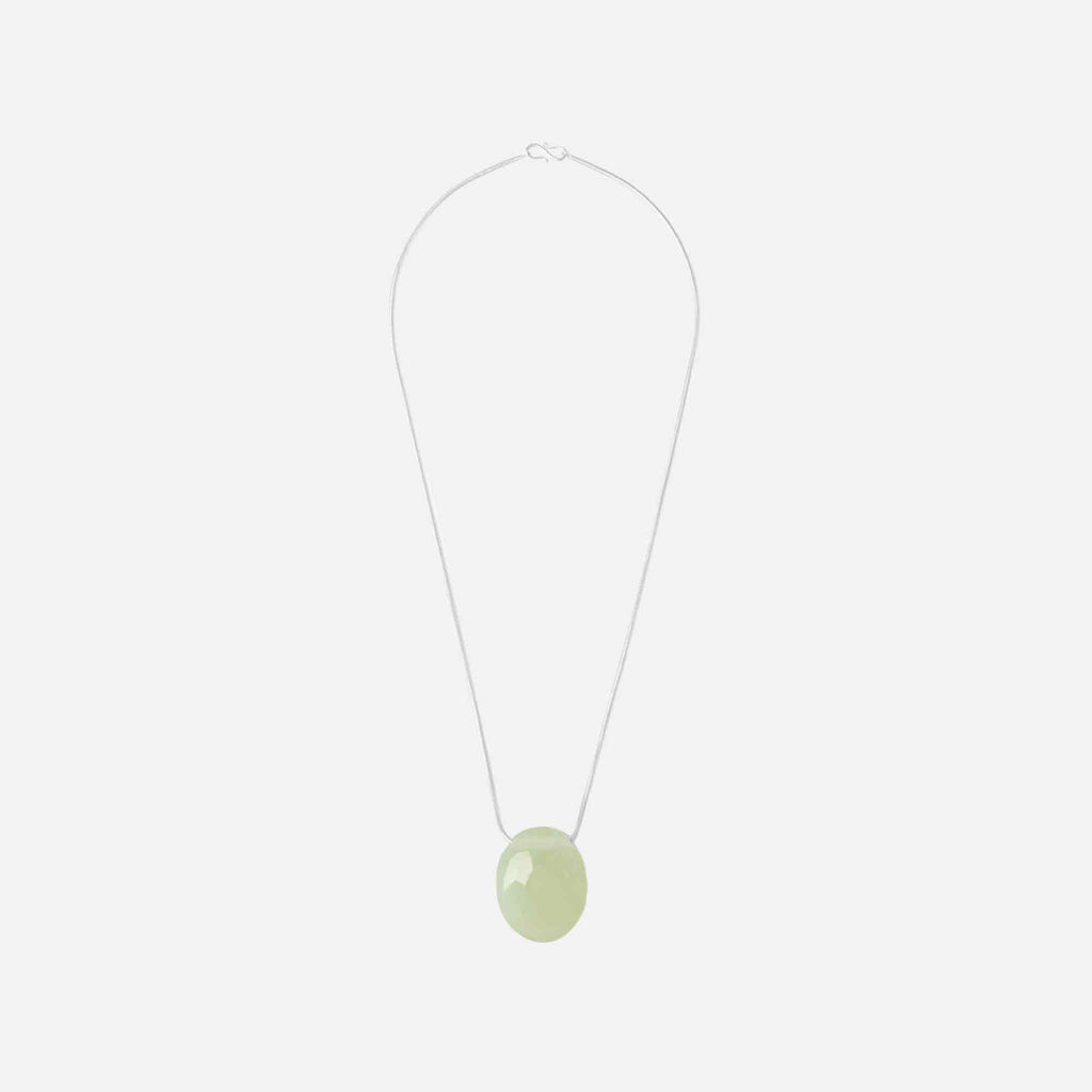 The Julia Necklace Silver/Green Serpentine