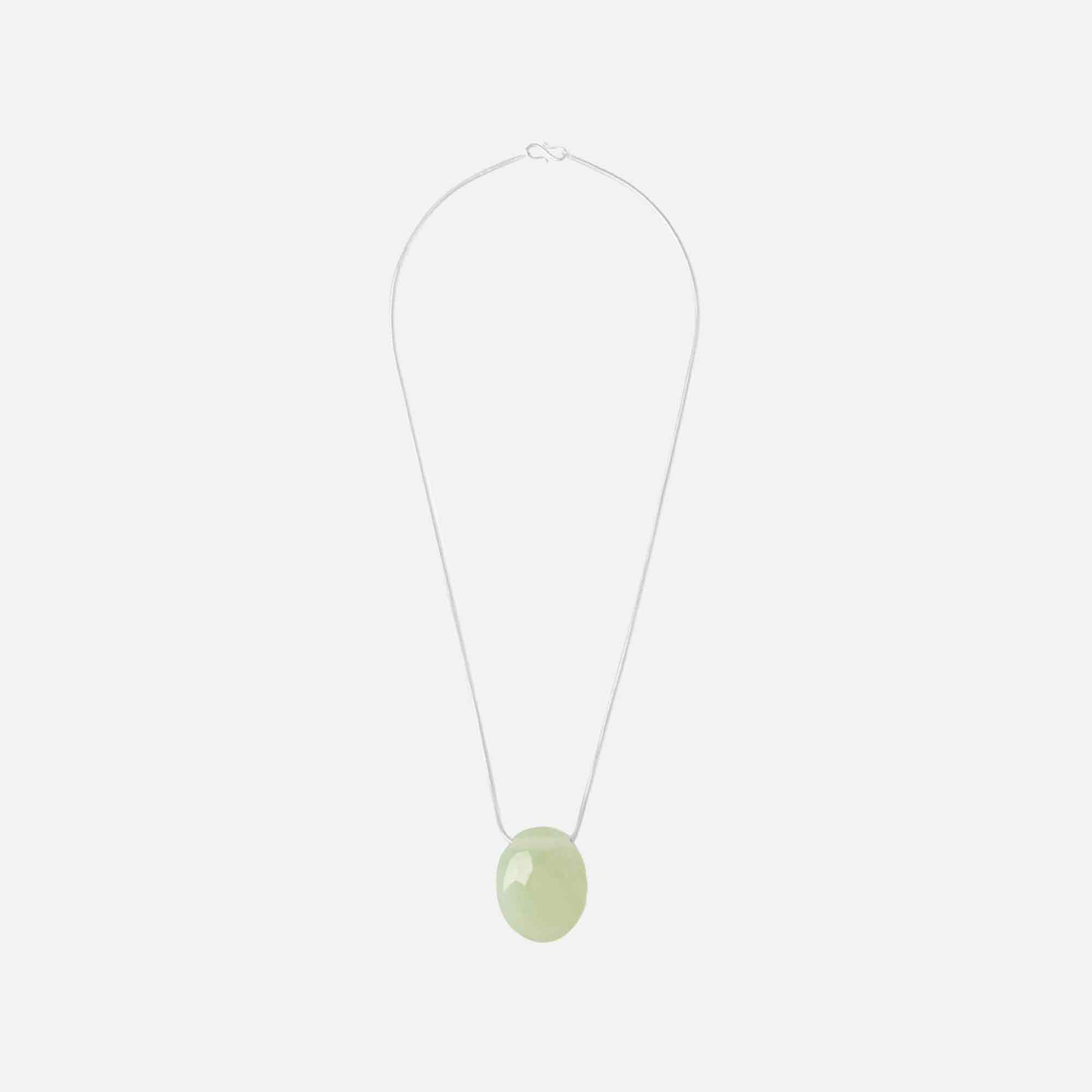 The Julia Necklace Silver/Green Serpentine