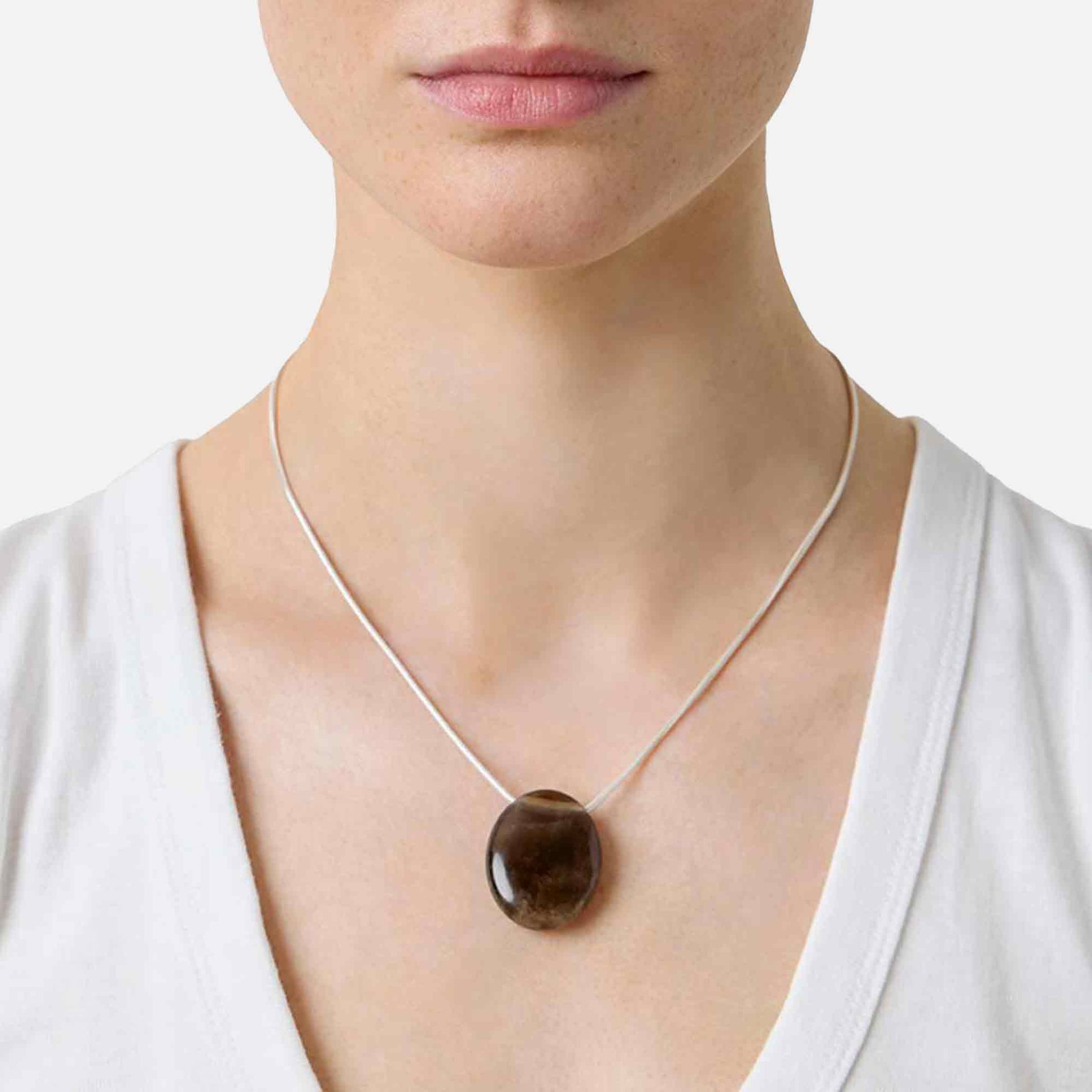 The Julia Necklace Silver/Smoky Quartz