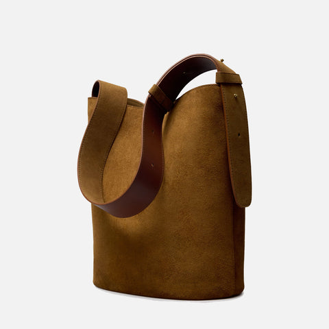 The Norma Tote Suede Maple Brown