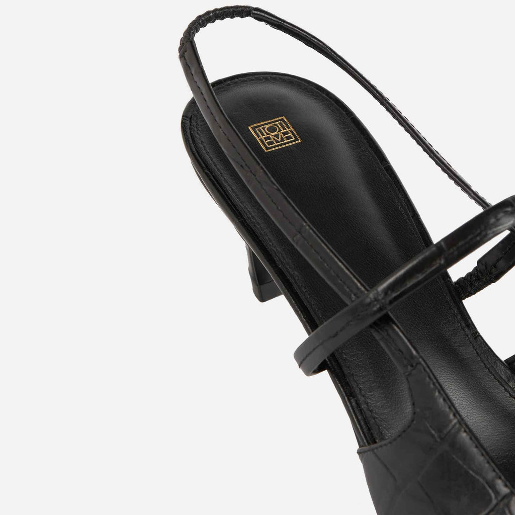The Sharp Slingback Embossed Croco Black
