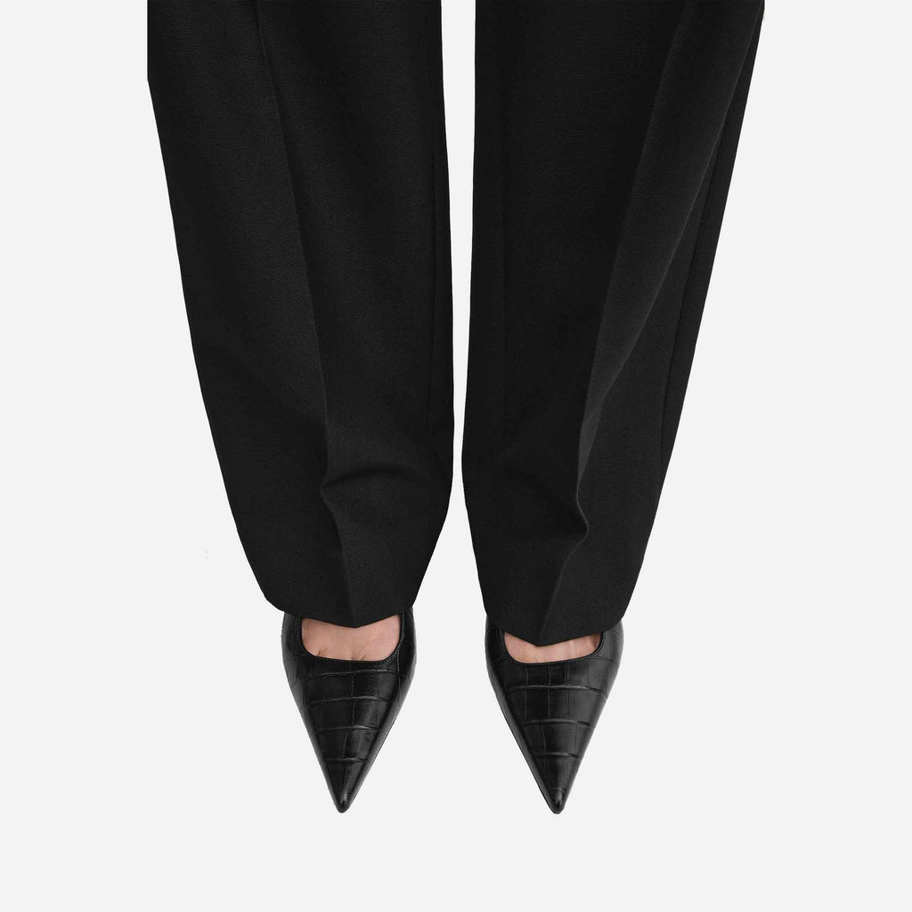 The Sharp Slingback Embossed Croco Black