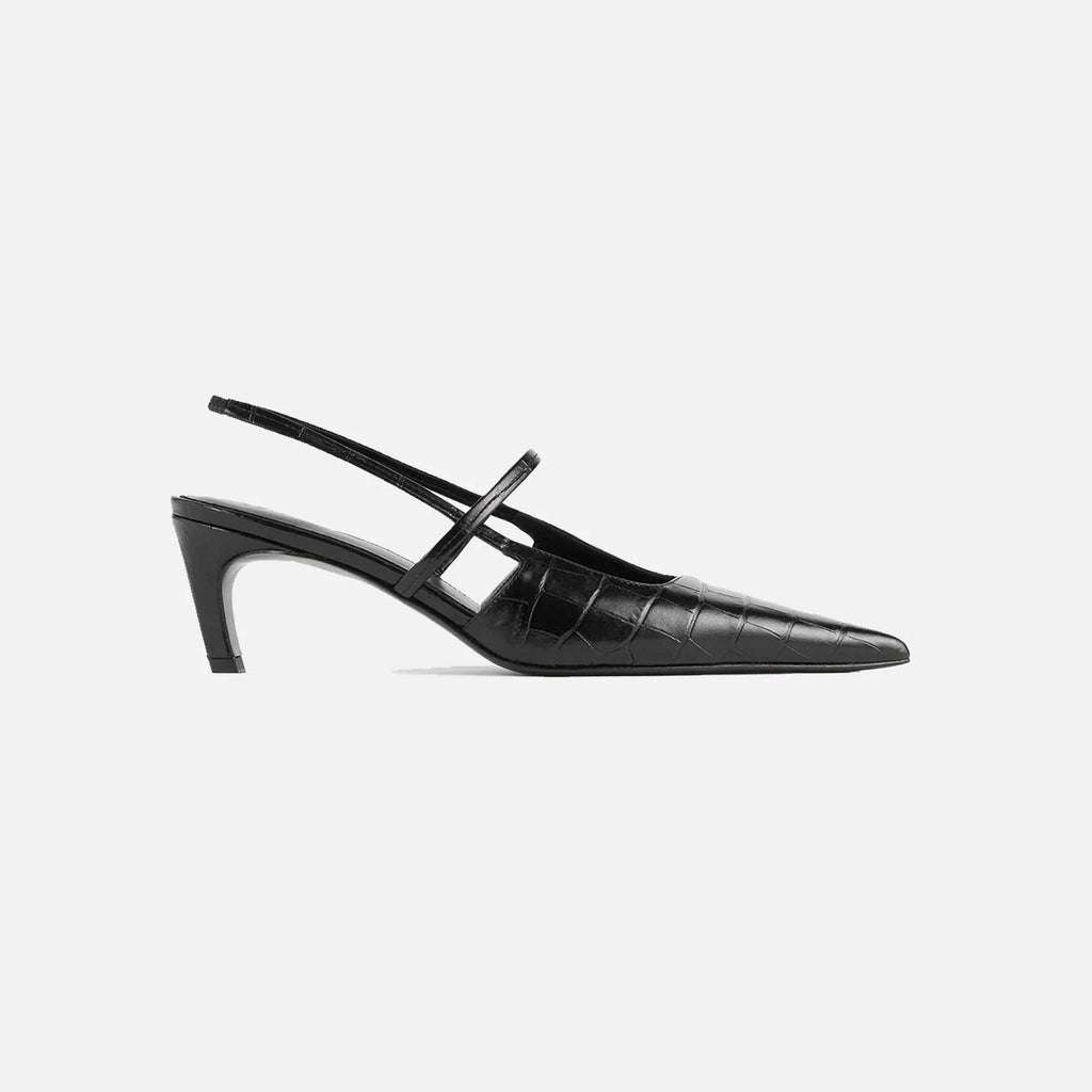 The Sharp Slingback Embossed Croco Black