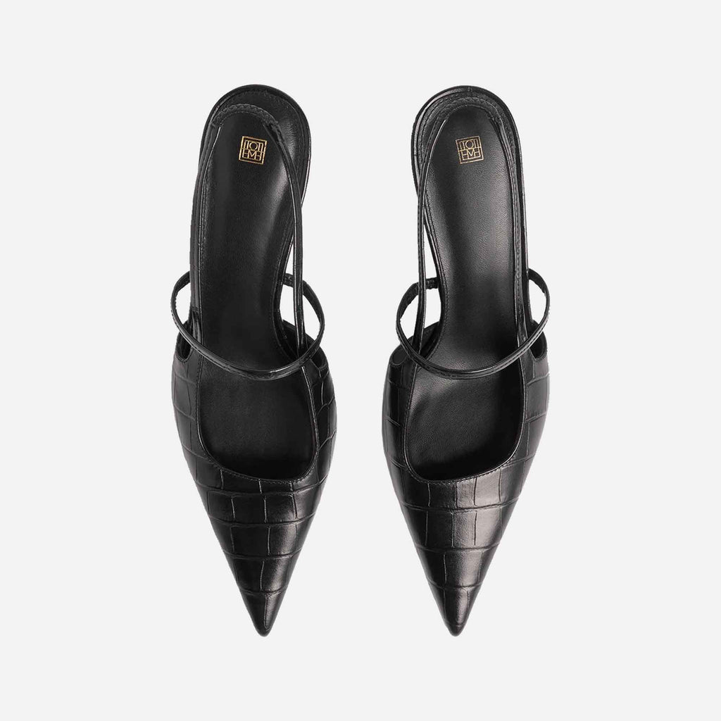 The Sharp Slingback Embossed Croco Black