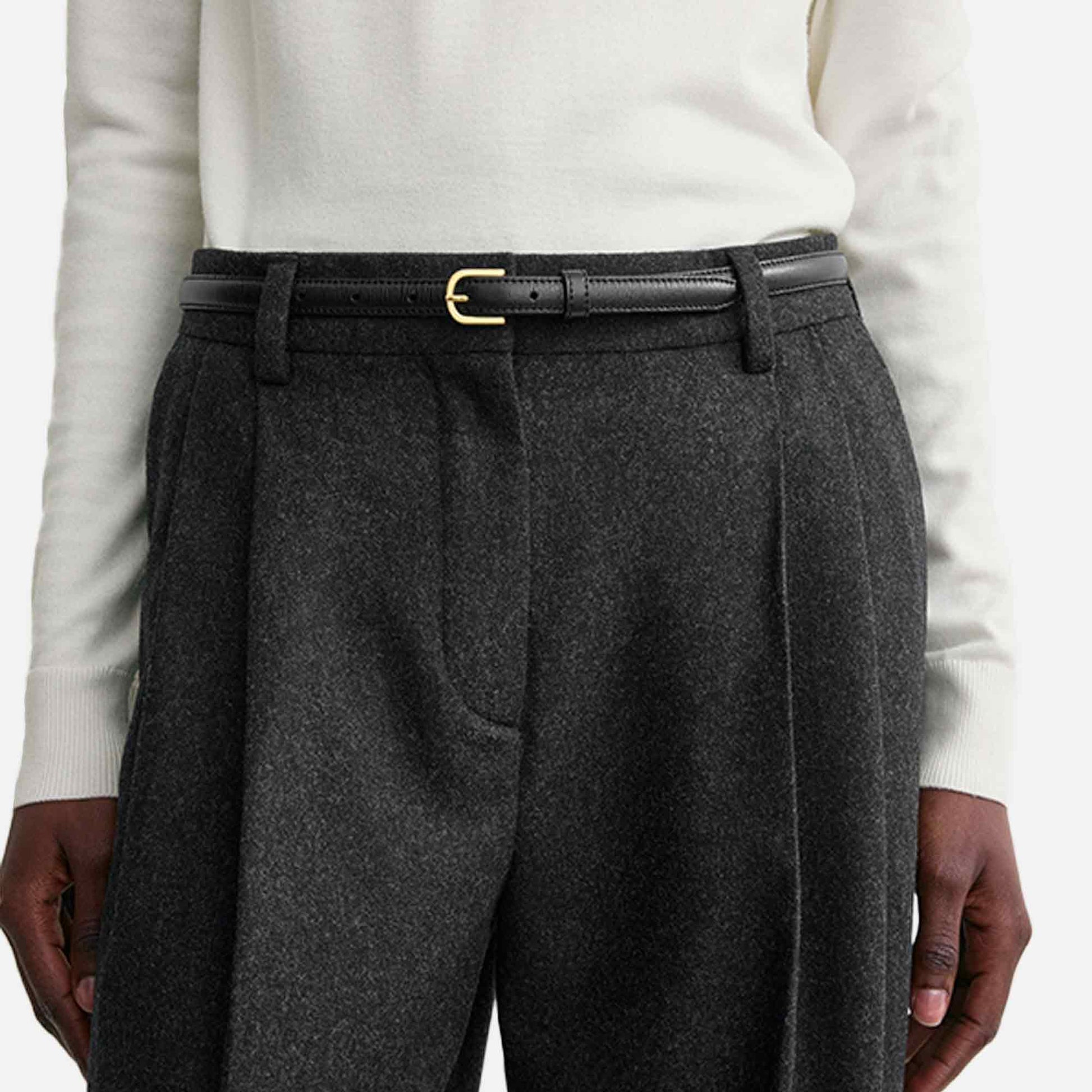 Thin Trouser Belt Black