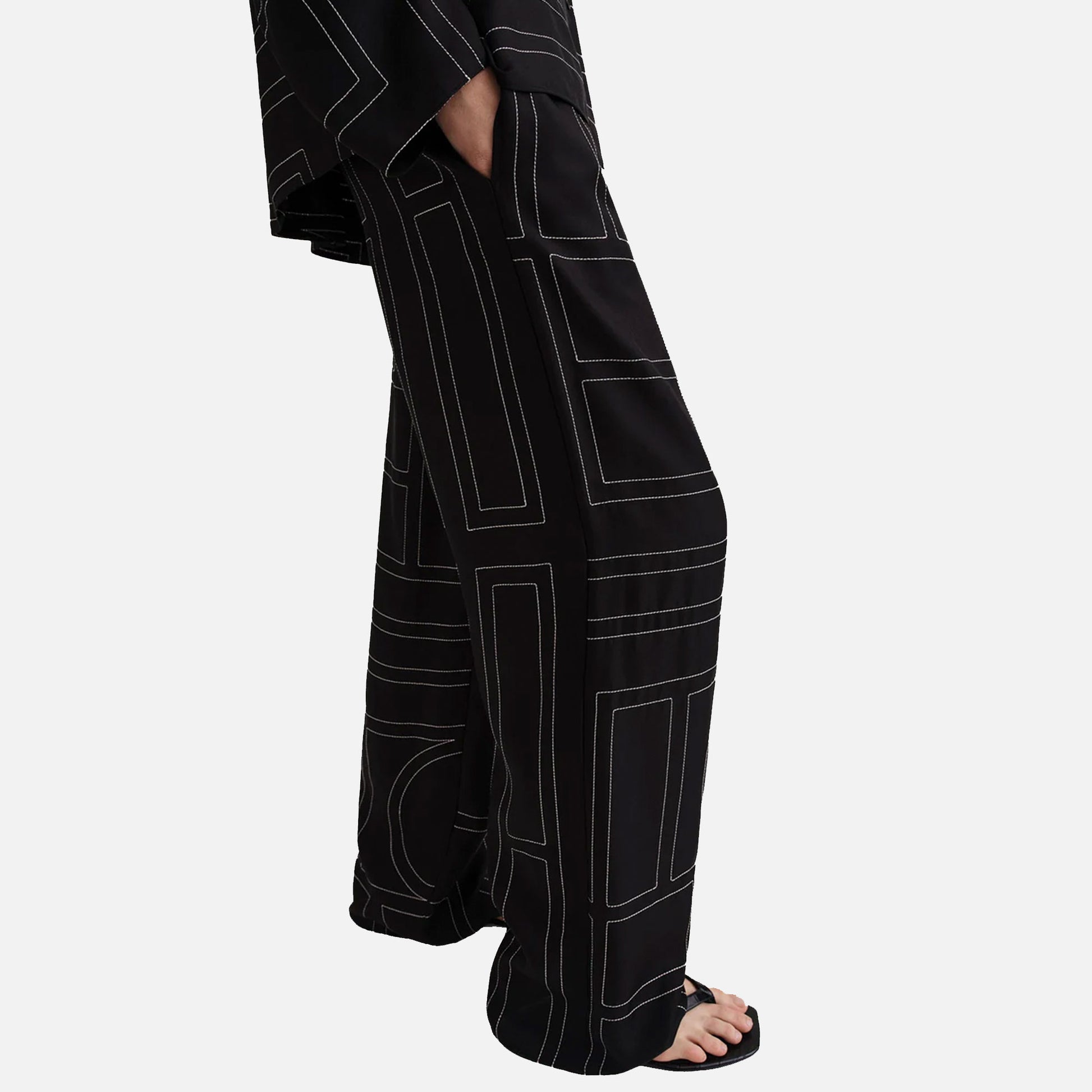 Silk PJ Bottoms Black Monogram