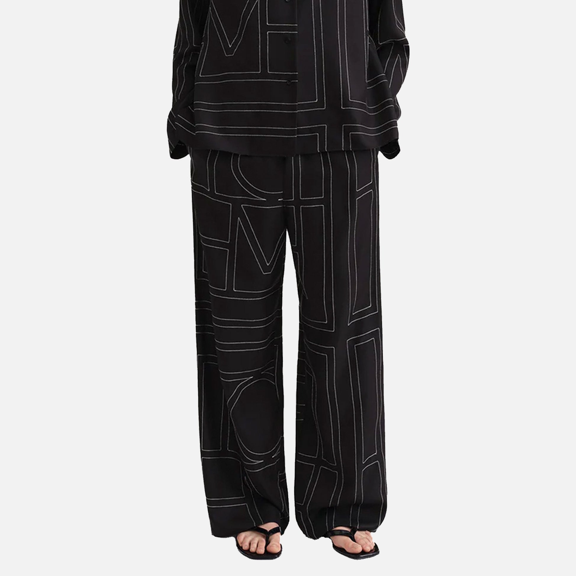 Silk PJ Bottoms Black Monogram