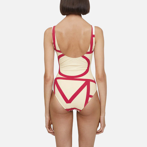 Monogram Swimsuit Cava/Red