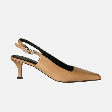 Trap Slingback Pumps Camel