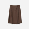 Tropical Wool Pleated Skirt Brown