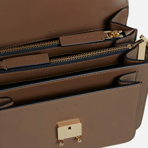 Trunk Bag Smooth Leather Gold Brown