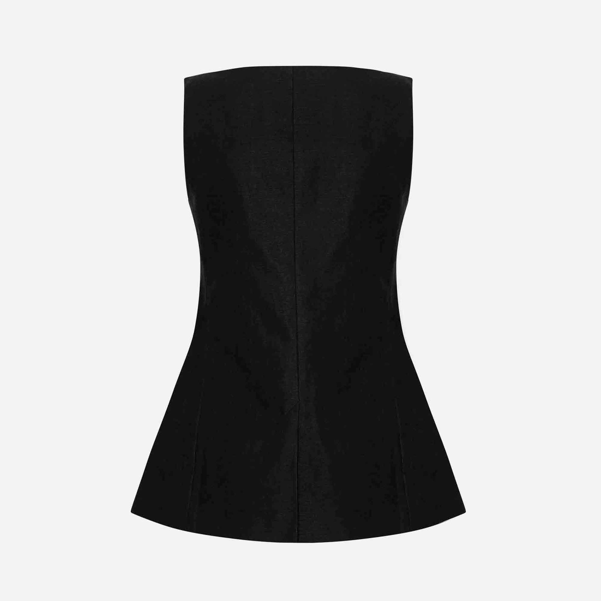 Turner Vest Black Cotton/Linen