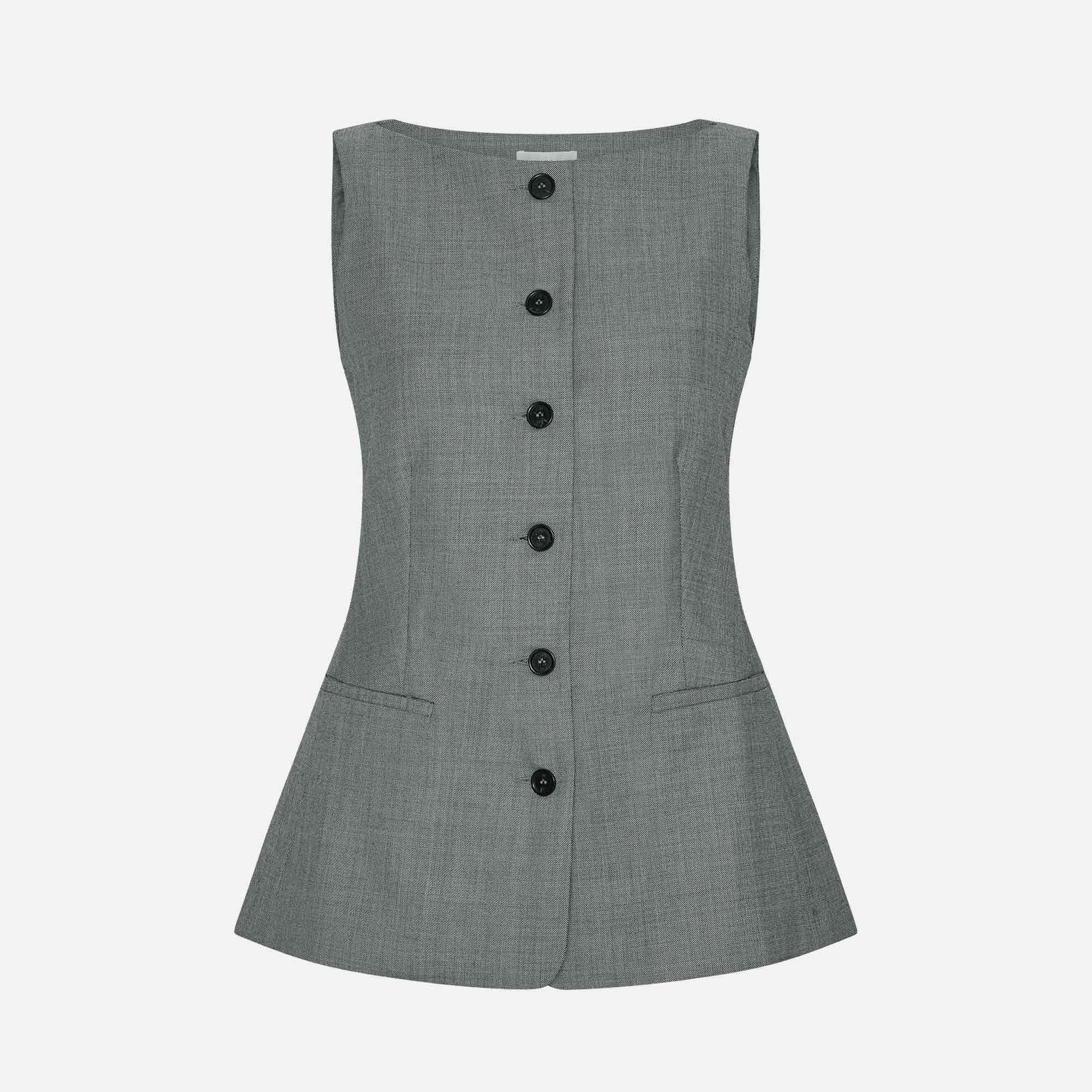 Turner Vest Black Melange Wool