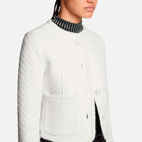 Tweed Cropped Jacket Off White
