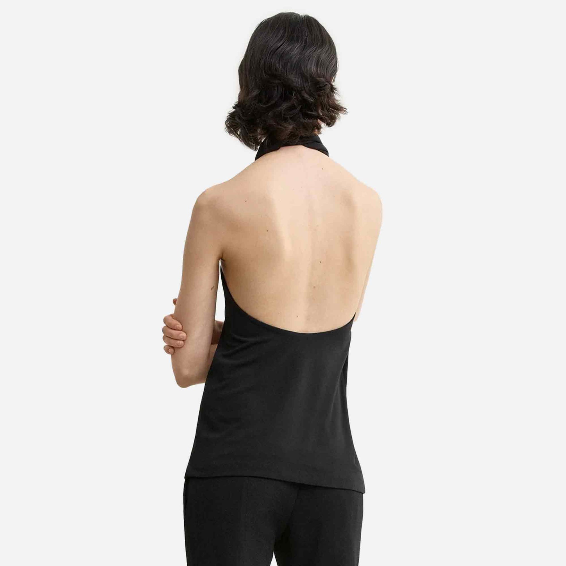 Twisted Jersey Halter Top Black