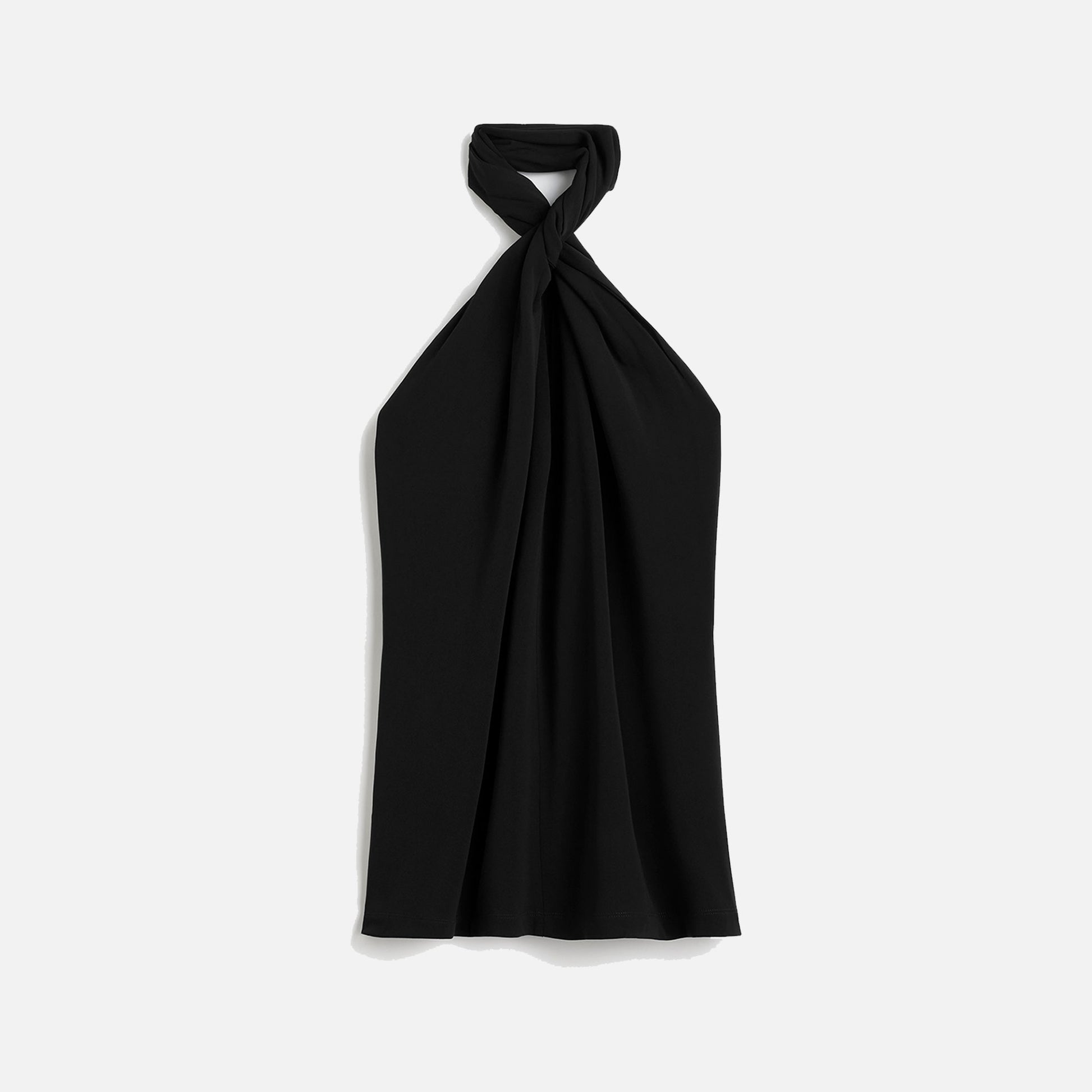 Twisted Jersey Halter Top Black