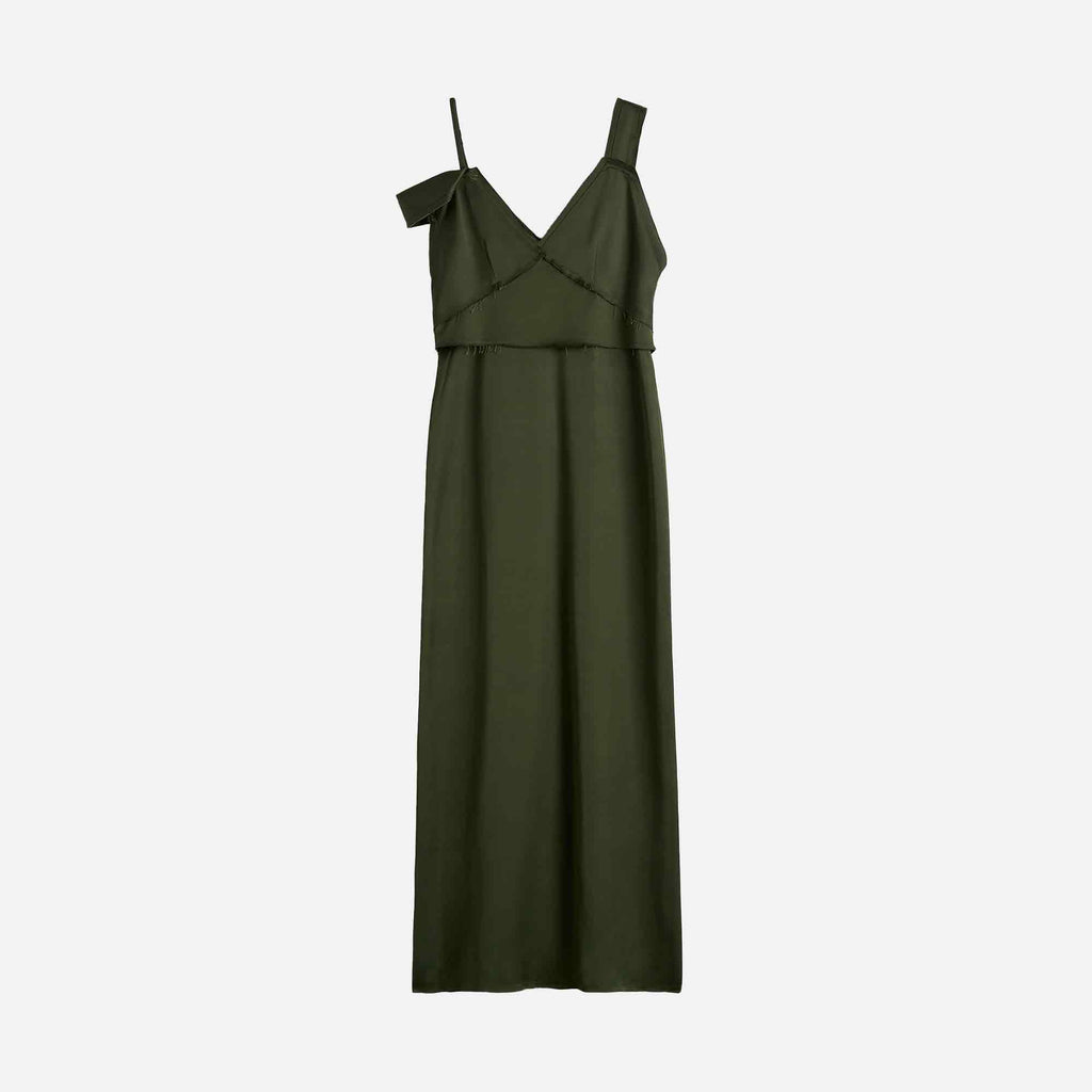 V-Neck Slip Dress Bottle Green