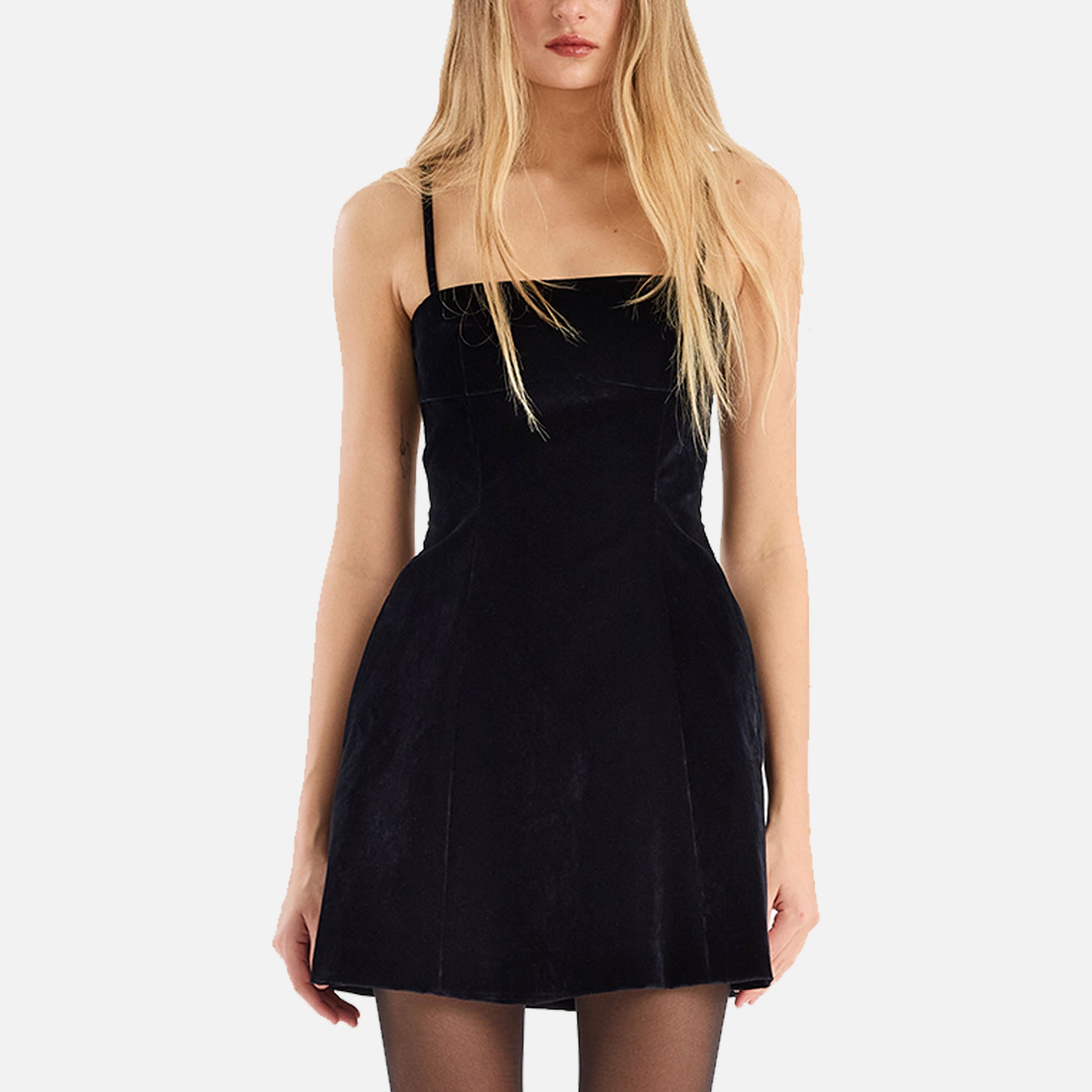 Velvet Mini Strap Dress Graphite