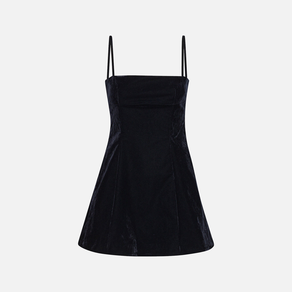 Velvet Mini Strap Dress Graphite