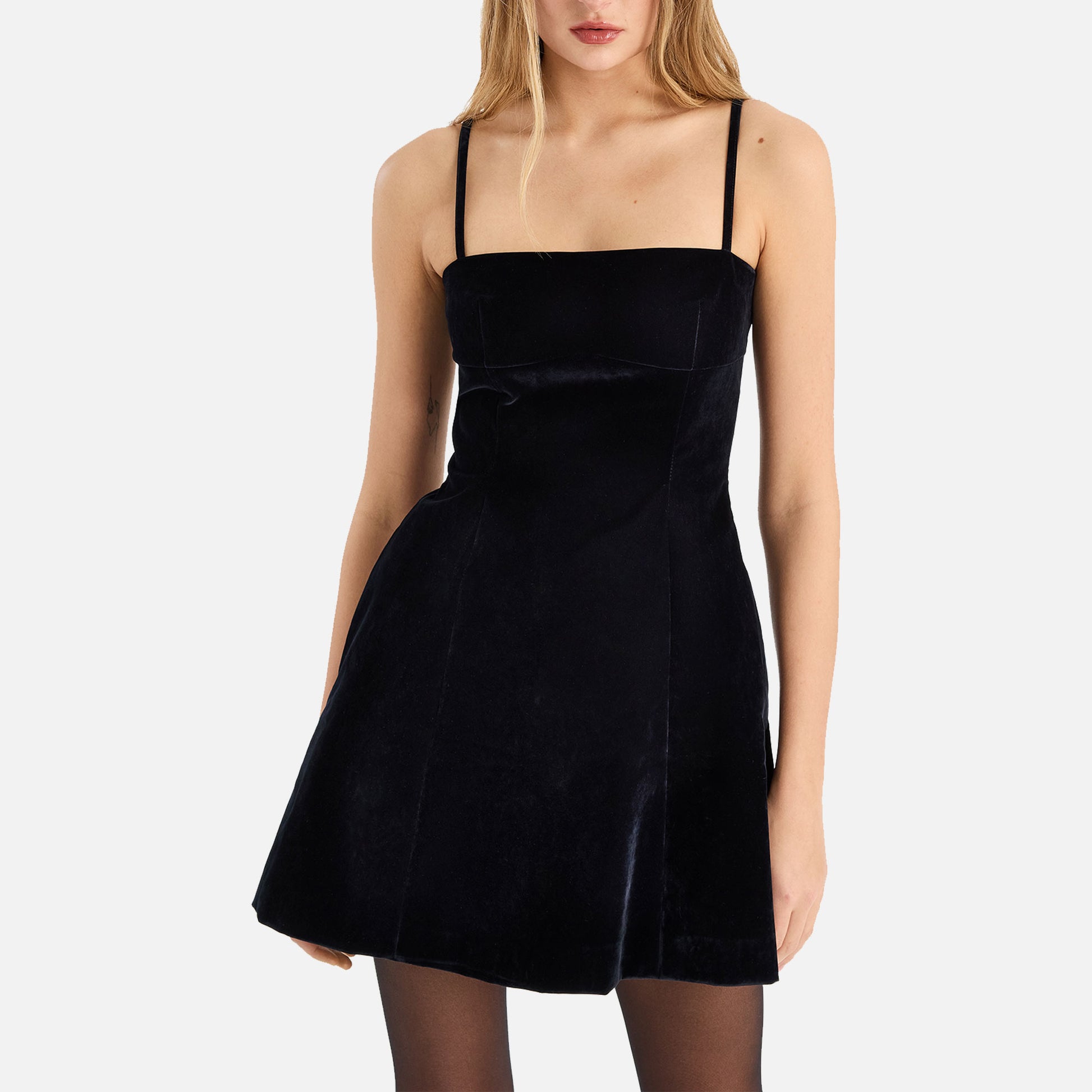 Velvet Mini Strap Dress Graphite