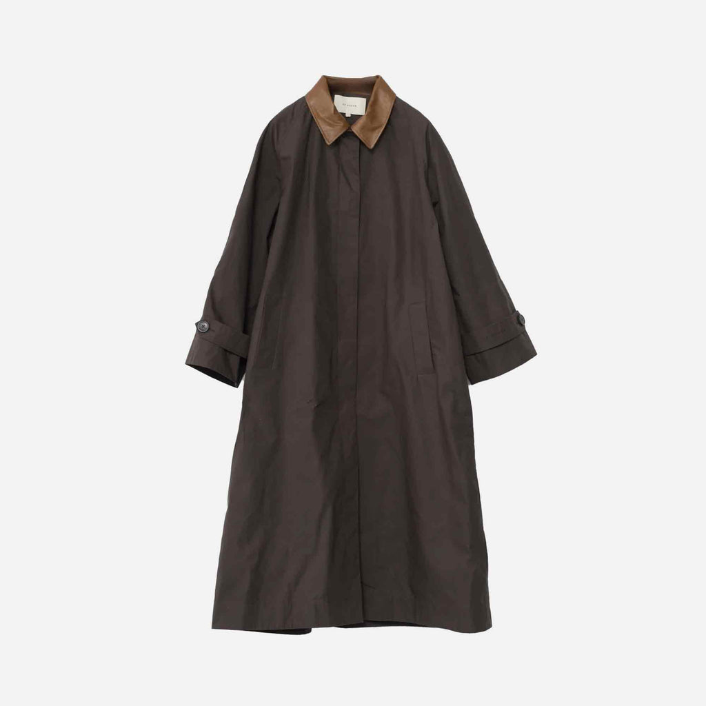 Waxed Cotton Mac Coat Brown