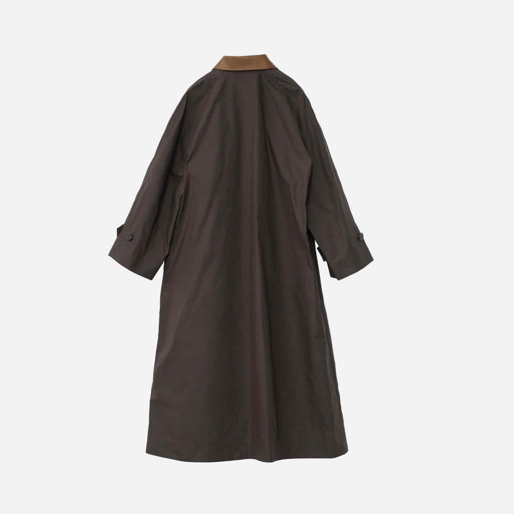 Waxed Cotton Mac Coat Brown