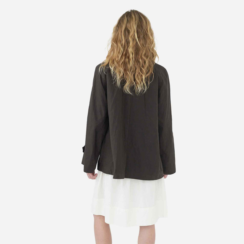 Waxed Cotton Mac Jacket Brown