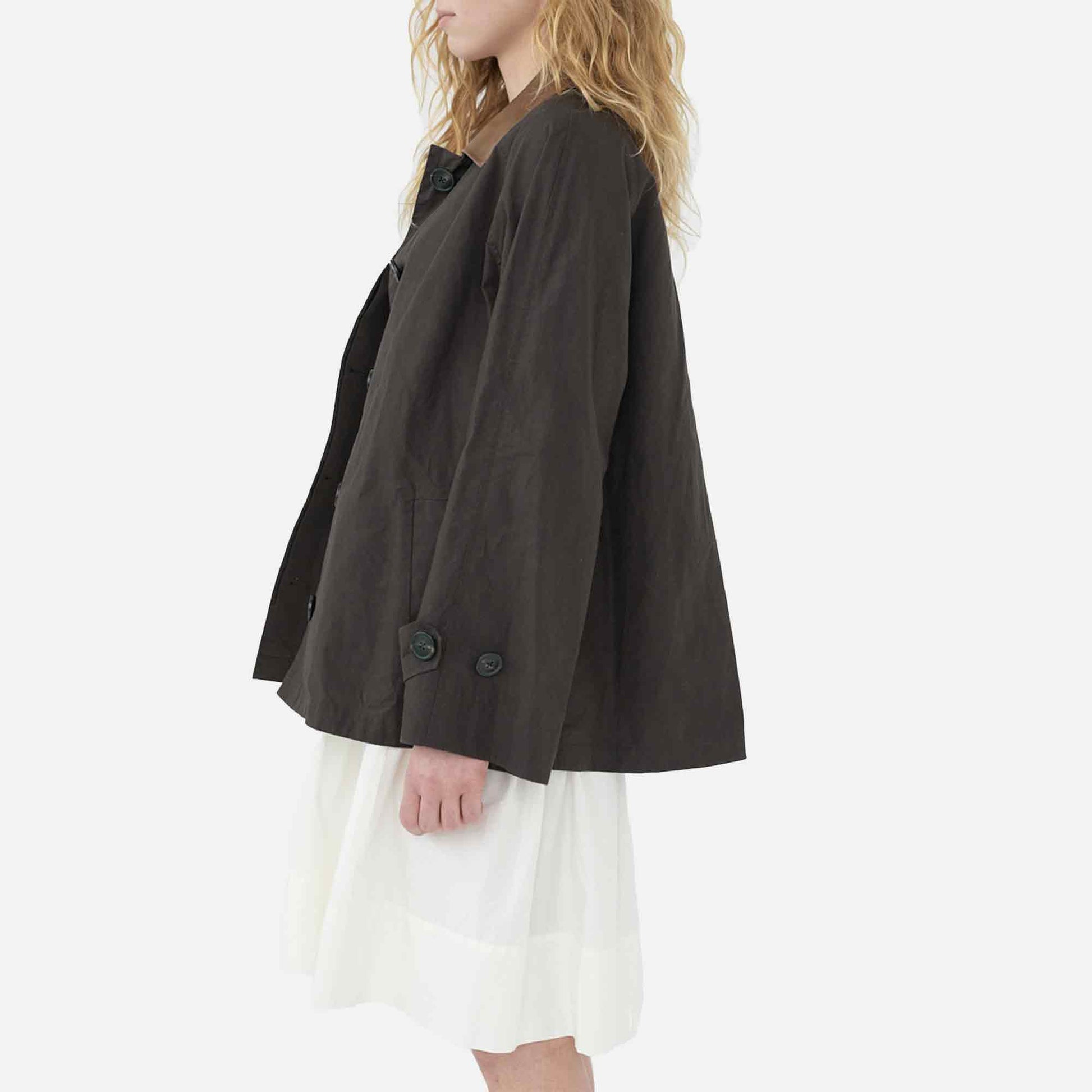 Waxed Cotton Mac Jacket Brown