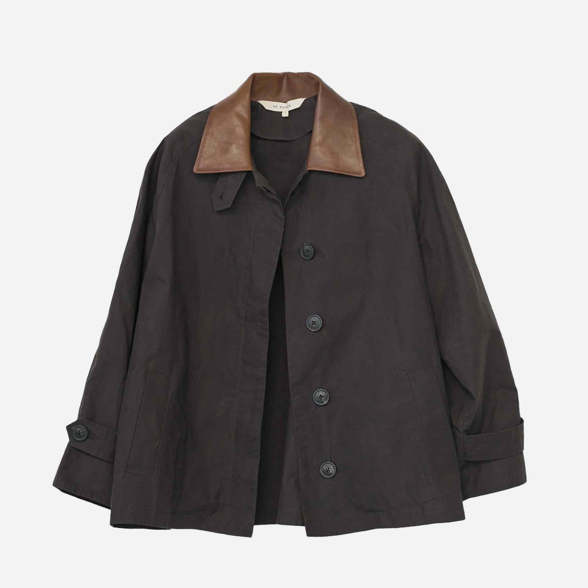Waxed Cotton Mac Jacket Brown