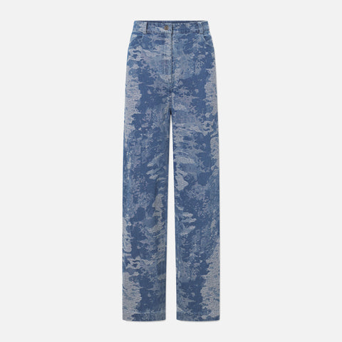 Weston Pants Denim Blue Jacquard