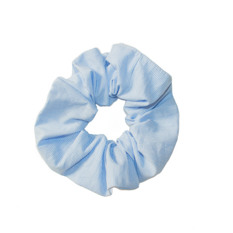Upcycled Scrunchie White/Blue Stripe