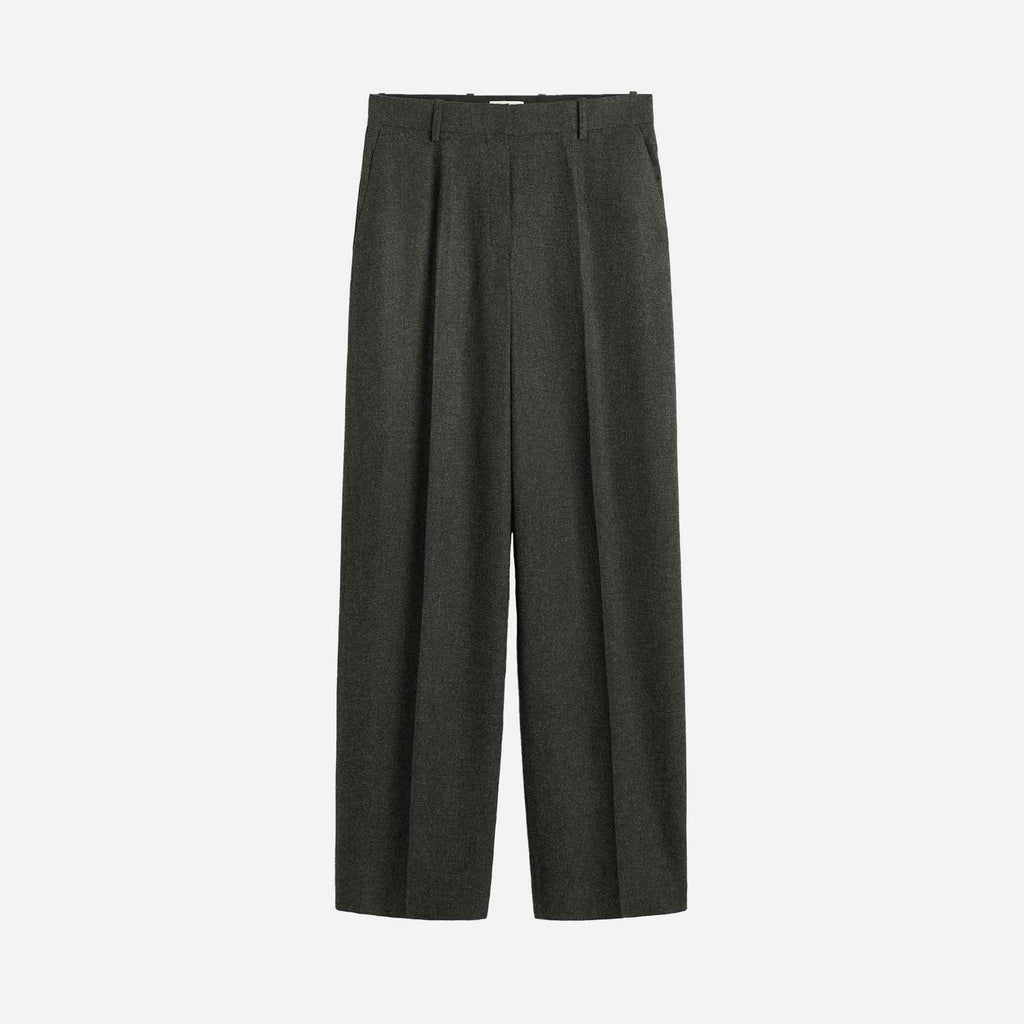 Wide Flannel Trousers Charcoal Melange