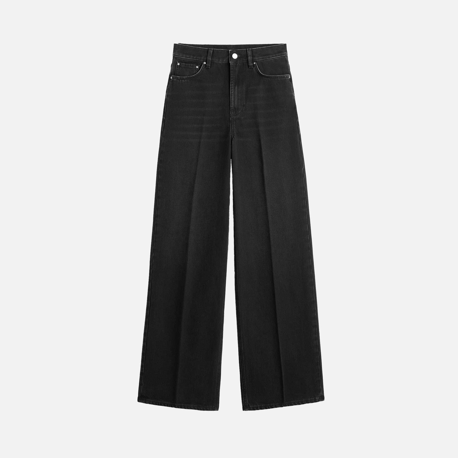 Wide Leg Denim Faded Black