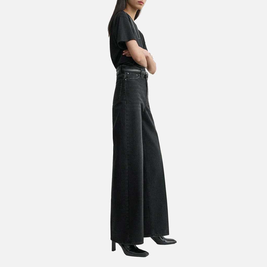 Wide Leg Denim Faded Black
