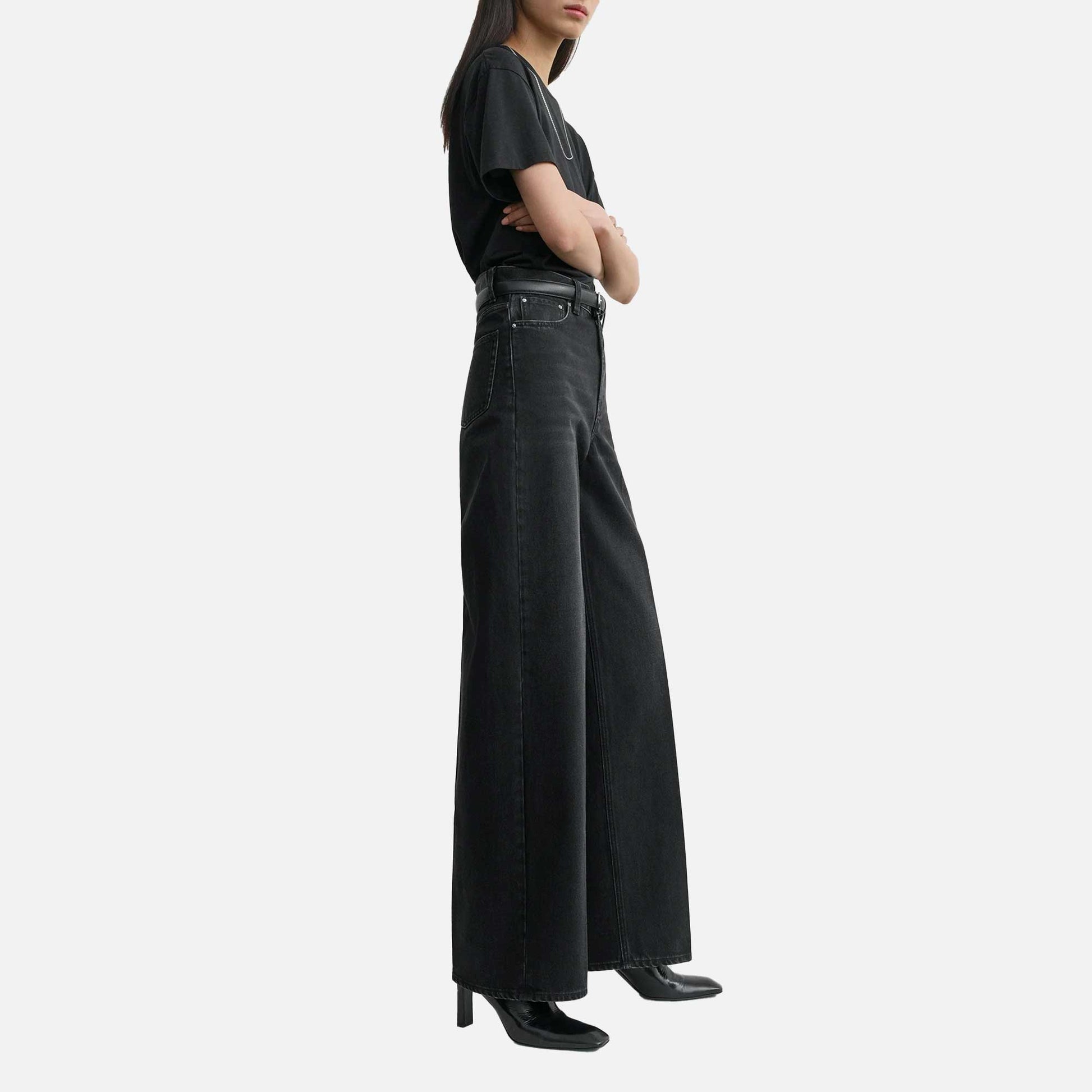 Wide Leg Denim Faded Black