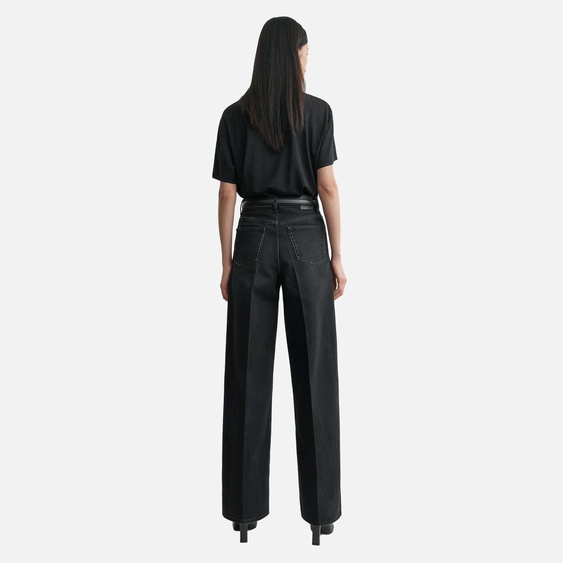 Wide Leg Denim Faded Black