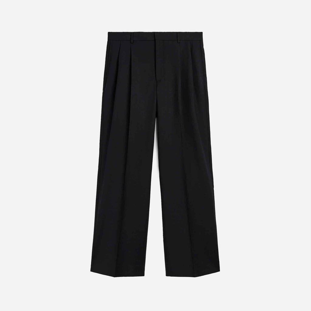 Wide Pleated Trouser Tropical Wool Black