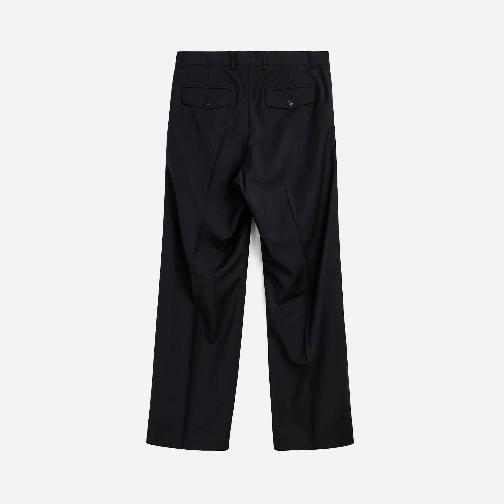 Wide Pleated Trouser Tropical Wool Black