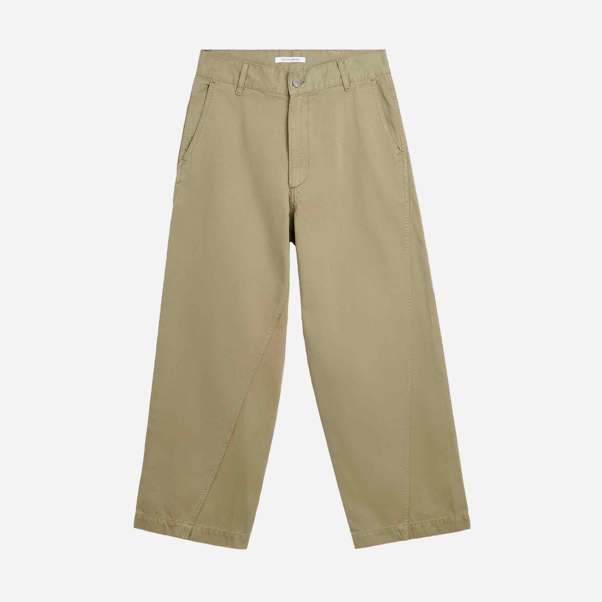 Wide Twist Chino Trousers Khaki