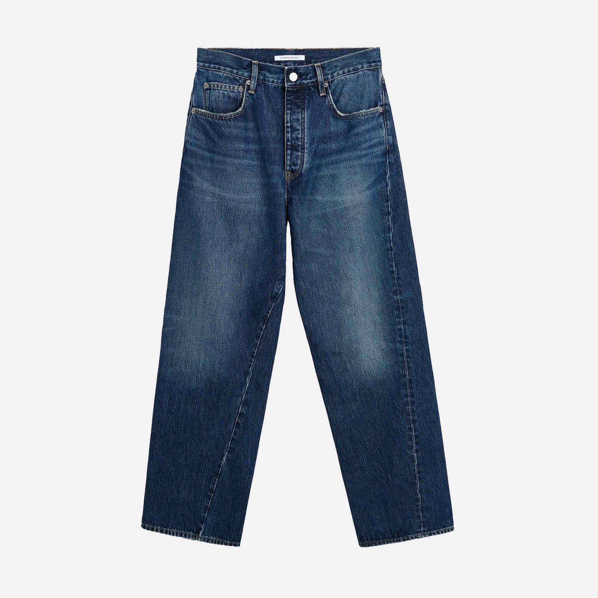 Wide Twist Jeans Dark Worn Blue