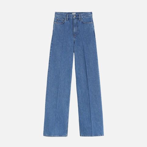 Wide Leg Denim Jeans Vibrant Blue