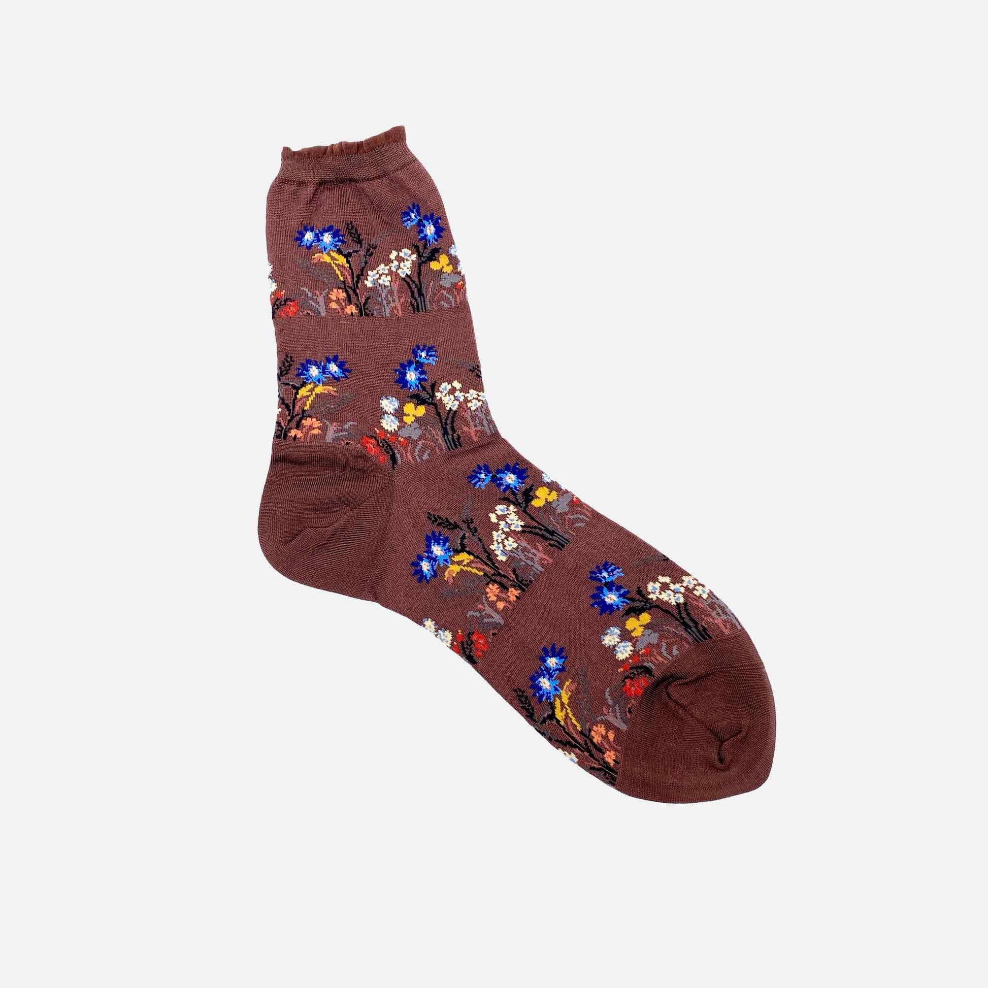 Wild Flower Socks Brown