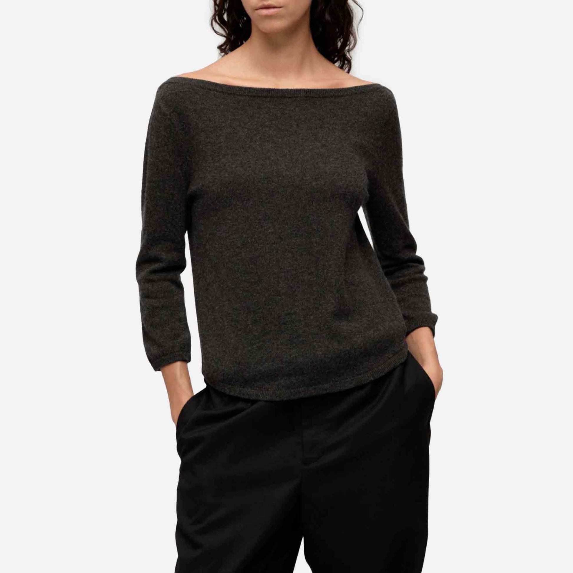 Women's Boat Neck Dark Grey