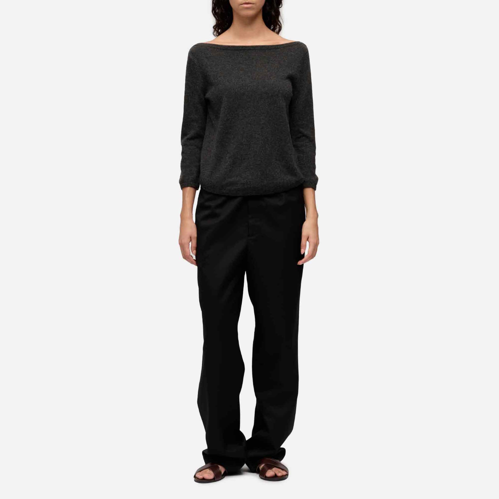Women's Boat Neck Dark Grey