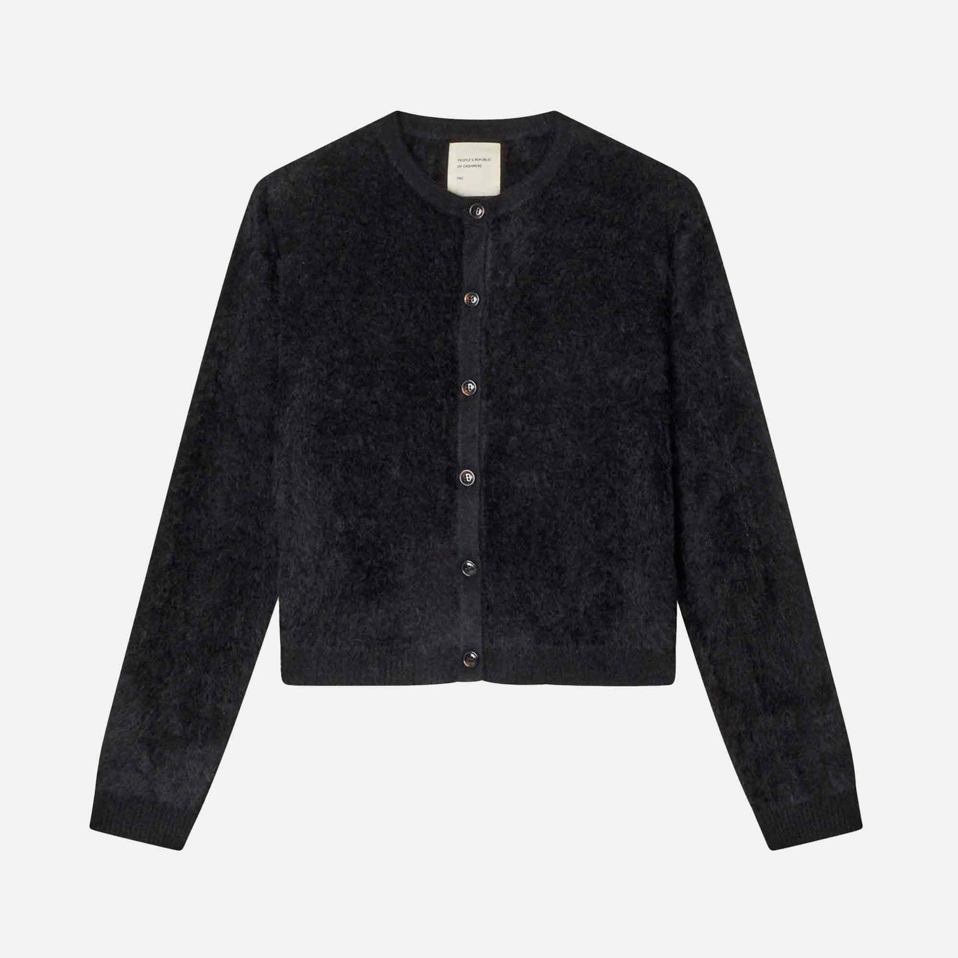 Women's Brushed O-Cardigan Black