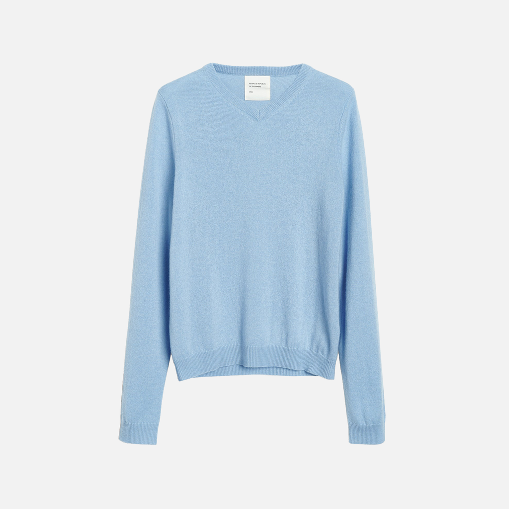 Women's Fitted 90's V-Neck Light Blue