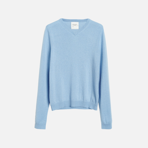Women's Fitted 90's V-Neck Light Blue