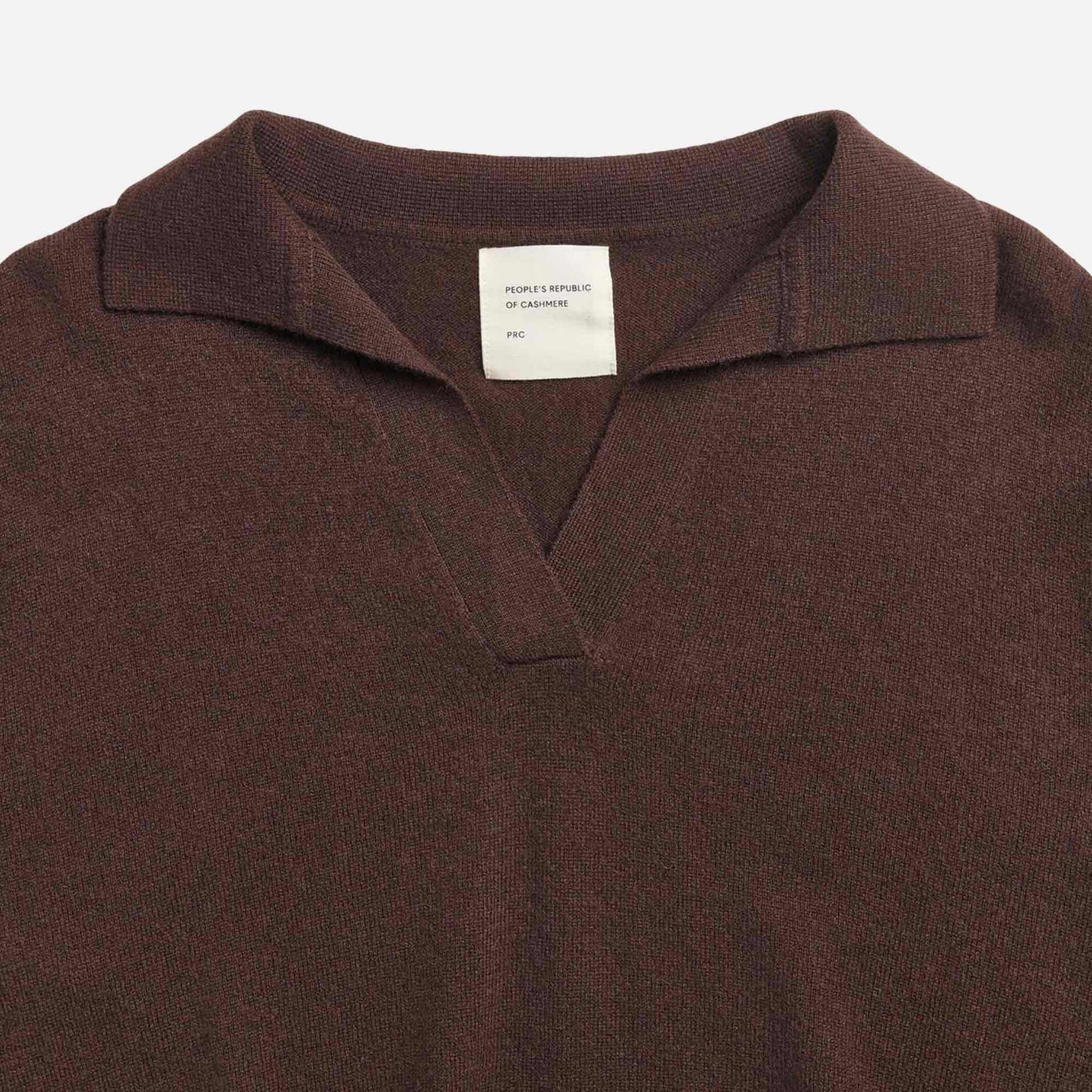 Women's Oversized Collar V-Neck Dark Brown